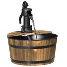 Outsunny Barrel Water Fountain Garden Decorative Water Feature w/ Electric Pump
