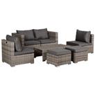 Outsunny 8pc Outdoor Patio Furniture Set Weather Wicker Rattan Sofa Chair Grey