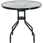 Outsunny 80cm Outdoor Round Dining Table Garden Patio Tempered Glass Top w/