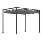 Outsunny 3 x 2m Metal Pergola Gazebo Patio Sun Shelter Retractable Canopy Grey