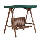Outsunny 2 Seater Wood Garden Swing Chair Outdoor Loveseat Bench w/ Canopy Green