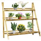 Outsunny Flower Stand Plant Display Rack 3-Tier Foldable Wood Garden Patio