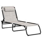 Outsunny Folding Beach Chair Chaise Lounge 4 Adjustable Positions, Cream White