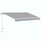 Outsunny 4x2.5m Manual Awning Window Door Sun Weather Shade w/ Handle Light Grey