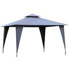 Outsunny 3.45x3.45m Side-Less Outdoor Canopy Gazebo 2-Tier Roof Steel Frame Grey