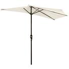Outsunny 3(m) Half Round Parasol Garden Sun Umbrella Metal w/ Crank Cream White
