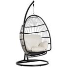 Outsunny Rattan Weave Hanging Egg Chair w/ Folding Design Indoor & Outdoor Black