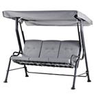 Outsunny Outdoor 3-person Garden Metal Padded Porch Swing Chair Bench, Grey