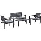 Outsunny 4 Piece Outdoor Conversation Furniture Set with Coffee Table & Cushions