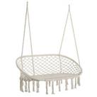 Outsunny Hanging Hammock Chair Macrame Seat for Patio Garden Yard Cream White
