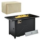 Outsunny Outdoor Propane Gas Fire Pit Table w/ Rain Cover, 50000 BTU, Black