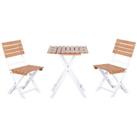 Outsunny 3Pcs Garden Bistro Set, Folding Outdoor Chairs and Table Set, Natural