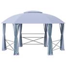 Outsunny 4 x 4.7(m) Gazebo Canopy, Hexagon Tent w/ Netting Steel Frame Grey