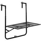 Outsunny Balcony Hanging Table Wall Mount Adjustable Folding Desk Patio Black