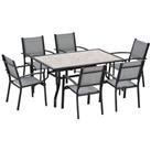 Outsunny 7 Piece Garden Furniture Set w/ Dining Table Chairs 6 Seater Grey