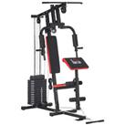 HOMCOM Multi Home Gym Machine with 66kg Weights for Strength Training, Red