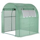 Outsunny Walk in Polytunnel Greenhouse with Roll-up Window and Door, Green