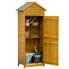Outsunny Wood Garden Storage Shed Tool Cabinet w/ Roof, 191.5x79x49cm, Natural