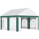 Outsunny 4 x 4m Marquee Gazebo, Party Tent with Sides and Double Doors
