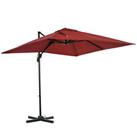 Outsunny Square Cantilever Roma Parasol 360 Rotation w/ Hand Crank, Wine Red