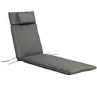 Outsunny Garden Sun Lounger Thick Sunbed Relaxer Pad with Pillow Grey