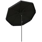 Outsunny 2.7m Patio Umbrella Garden Parasol with Crank, Ruffles, 8 Ribs, Black