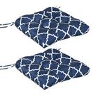 Outsunny Set of 2 Chair Cushions Seat Pads w/ Ties Blue for Garden Chairs Blue