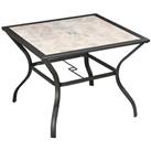 Outsunny Garden Table with Parasol Hole w/ PC Board Tabletop for 4 Persons