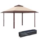 Outsunny 4 x 4m Outdoor Pop-Up Canopy Tent Gazebo Adjustable Legs Bag Coffee