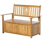 Outsunny 2 Seater Wood Garden Storage Bench Outdoor Storage Box Natural