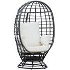Outsunny Swivel Egg Chair Rattan Outdoor Chair with Cushion for Patio Black