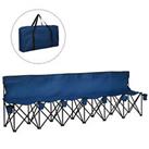 Outsunny 6 Seat Folding Bench Multi Deck Chair Cup Holder Camping Steel Blue
