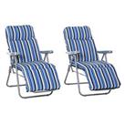 Outsunny Set of 2 Adjustable Sun Lounger Recliner Reclining Seat
