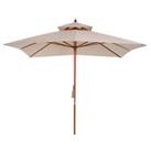 Outsunny 3m 2-tier Patio Parasol Umbrella Sunshade Bamboo w/ Pulley Refurbished