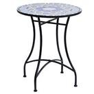 Outsunny Garden Table, Mosaic Round Patio Side Table with 60cm Ceramic Top