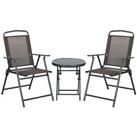 Outsunny Patio Bistro Set Folding Chairs & Coffee Table for Balcony, Brown