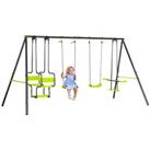 Outsunny Garden Swing Set with Double Swings, Glider, Swing Seats for Outdoors