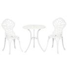 Outsunny Aluminium Bistro Set Garden Coffee Table Chair Outdoor Dining Set White