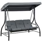 Outsunny 3 Seater Canopy Swing Chair Porch Hammock Bed Rocking Bench Dark Grey