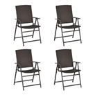 Outsunny 4pcs Rattan Chair Foldable Garden Furniture w/ Armrest Steel Frame