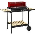 Outsunny Charcoal Barbecue BBQ Grill Trolley W/ 5-level Grill Height Ash Catcher