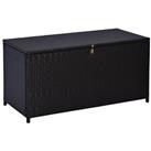 Outsunny Large Rattan Storage Box Garden Chest Wicker Outdoor Cabinet Deck Shed