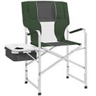 Outsunny Folding Directors Chair Aluminium Camping Chair with Cooler Bag Green