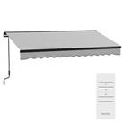 Outsunny 3.5 x 2.5m Electric Retractable Awning, Aluminium Frame, Light Grey