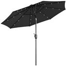 Outsunny Garden Parasol Outdoor Tilt Sun Umbrella LED Light Hand Crank Black
