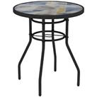 Outsunny Garden Table with Glass Printed Design for Outdoor, Multicolour