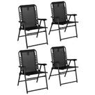 Outsunny 4Pcs Outdoor Patio Folding Chairs, Portable Garden Loungers Black