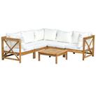 Outsunny 6 PCS Elegant Wood Frame Outdoor Patio Dining Set Cushions Coffee Table