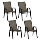 Outsunny Set of 4 Garden Dining Chair Set Outdoor w/ High Back Armrest Used