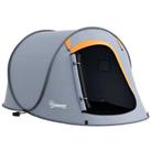Outsunny Pop up Camping Tent for 2 Man, 2000mm Waterproof with Carry Bag, Grey